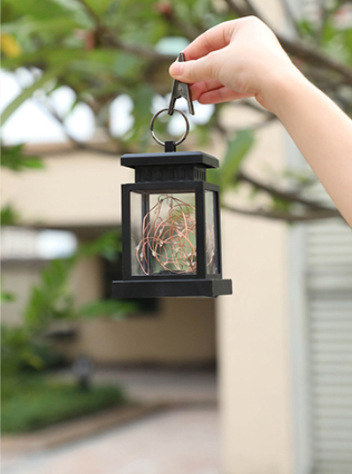 Waterproof Solar LED Lantern with String Lights – Garden Lighting for Terrace and Balcony with Hanging Clip