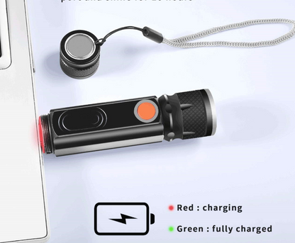 Magnetic LED Flashlight – USB Rechargeable Emergency Lamp with Carrying Strap for Outdoor Use and Workshop