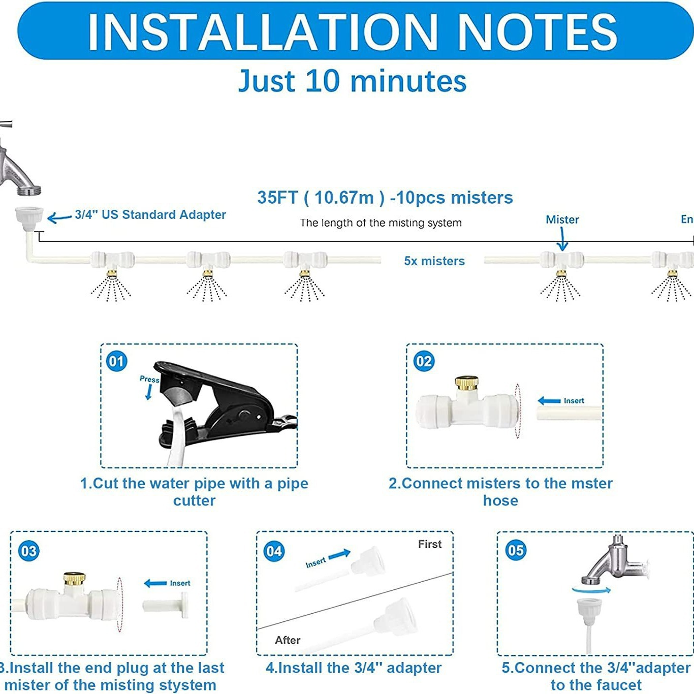 Outdoor Misting System – Cooling Mist Spray Set for Patios, Gazebos, and Umbrellas