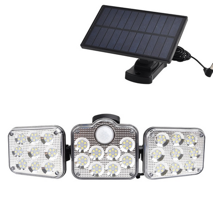 Solar LED Spotlight with Motion Sensor – Triple Outdoor Lighting for Garden, Yard, and Garage