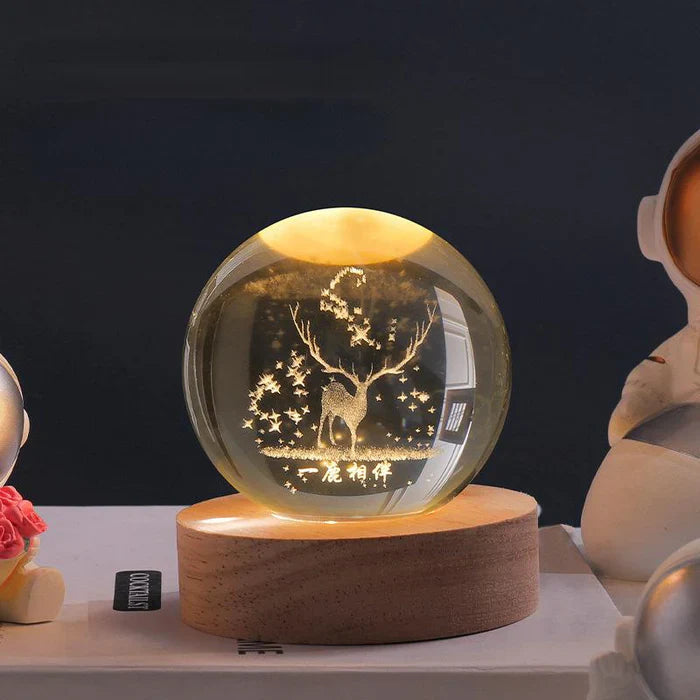 Glowing moon crystal ball with galaxy effect