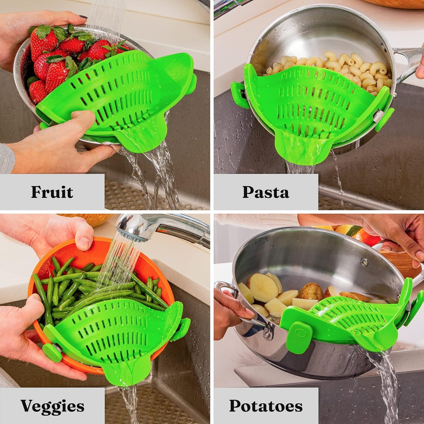 Heat-Resistant Silicone Strainer for Easy Food Draining