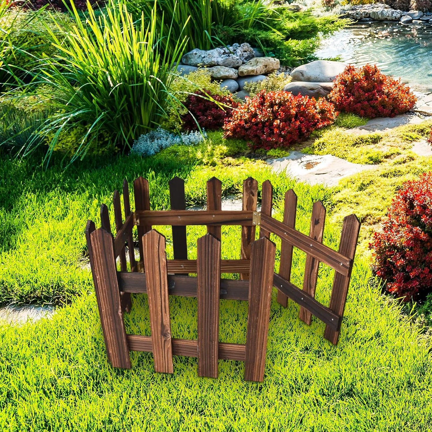 Decorative Wooden Garden Fence for Beds and Outdoor Areas – Stylish Border for Garden and Landscape