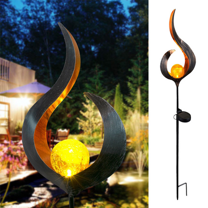 Solar Garden Light Made of Metal – Waterproof LED Lighting in Moon, Flame, Sun, or Star Shape