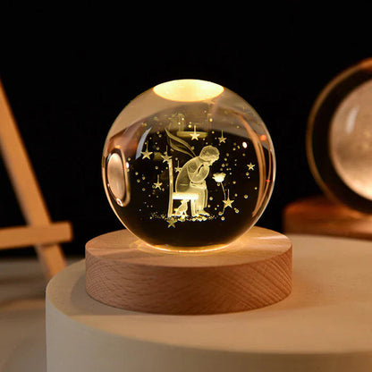 Glowing moon crystal ball with galaxy effect