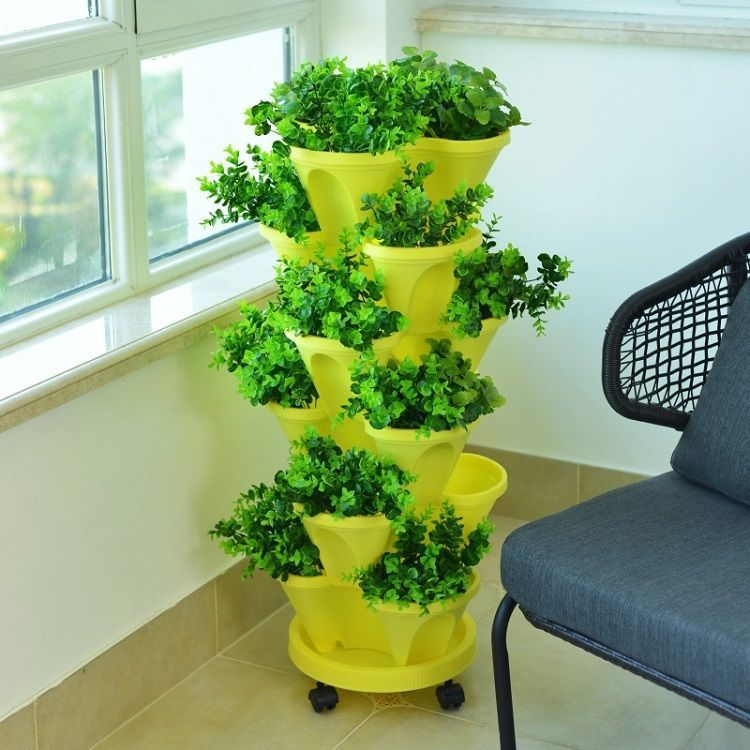 6-Layer Vertical Plant Tower – Efficient 3D Flower Growing System for Garden and Patio