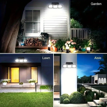 Solar LED Spotlight with Motion Sensor – Triple Outdoor Lighting for Garden, Yard, and Garage