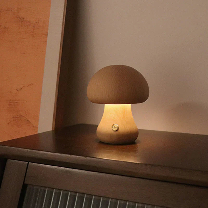 Mushroom LED Night Light Made of Wood – Beautiful Nature-Inspired Lamp for Your Home