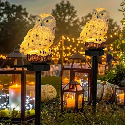 LED solar owl lamp for outdoor use – decorative garden light, weatherproof with solar power for balcony, terrace, and lawn