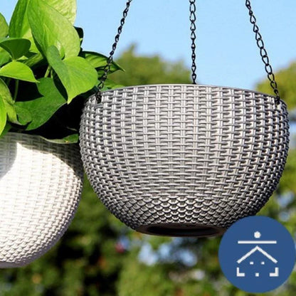 Braided Hanging Basket for Plants with Chain – Perfect for Balcony and Garden