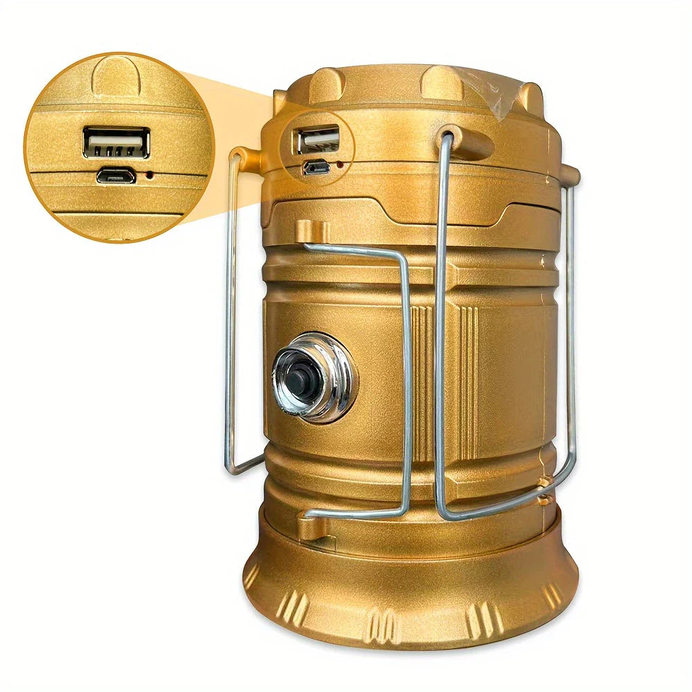 Solar Lamp for Camping with USB Charging – Portable LED Lantern for Outdoor Use and Emergencies