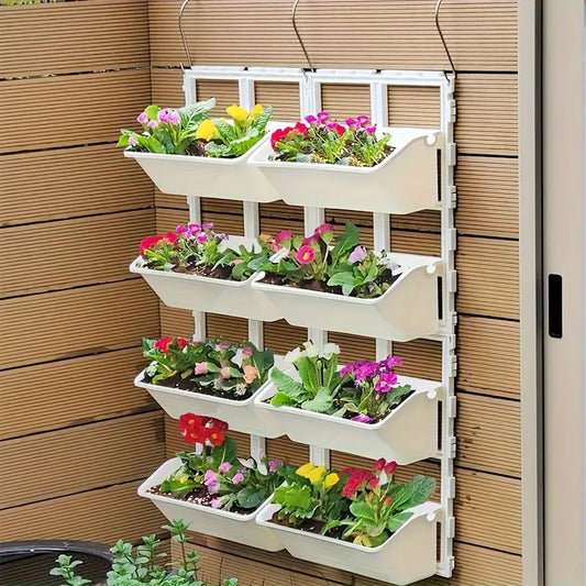 Vertical Plant Storage with 8 Pockets – Wall-Hanging Plant Shelf for Balcony, Garden, and Terrace