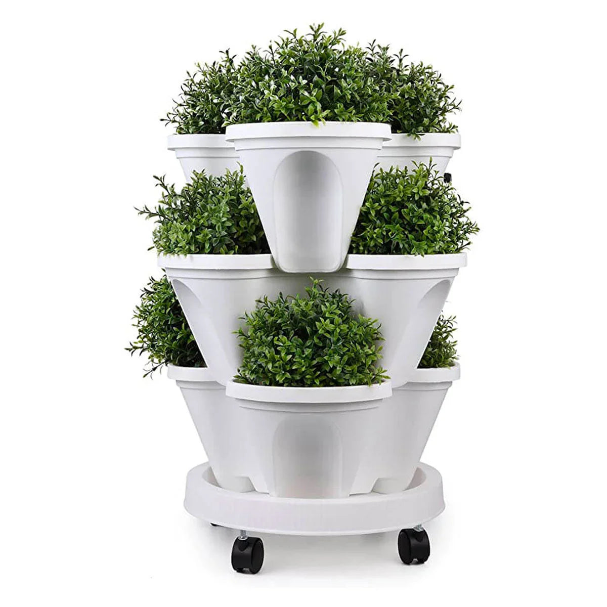 Stackable Plant Pot Set with Wheels – Practical Vertical Planting System