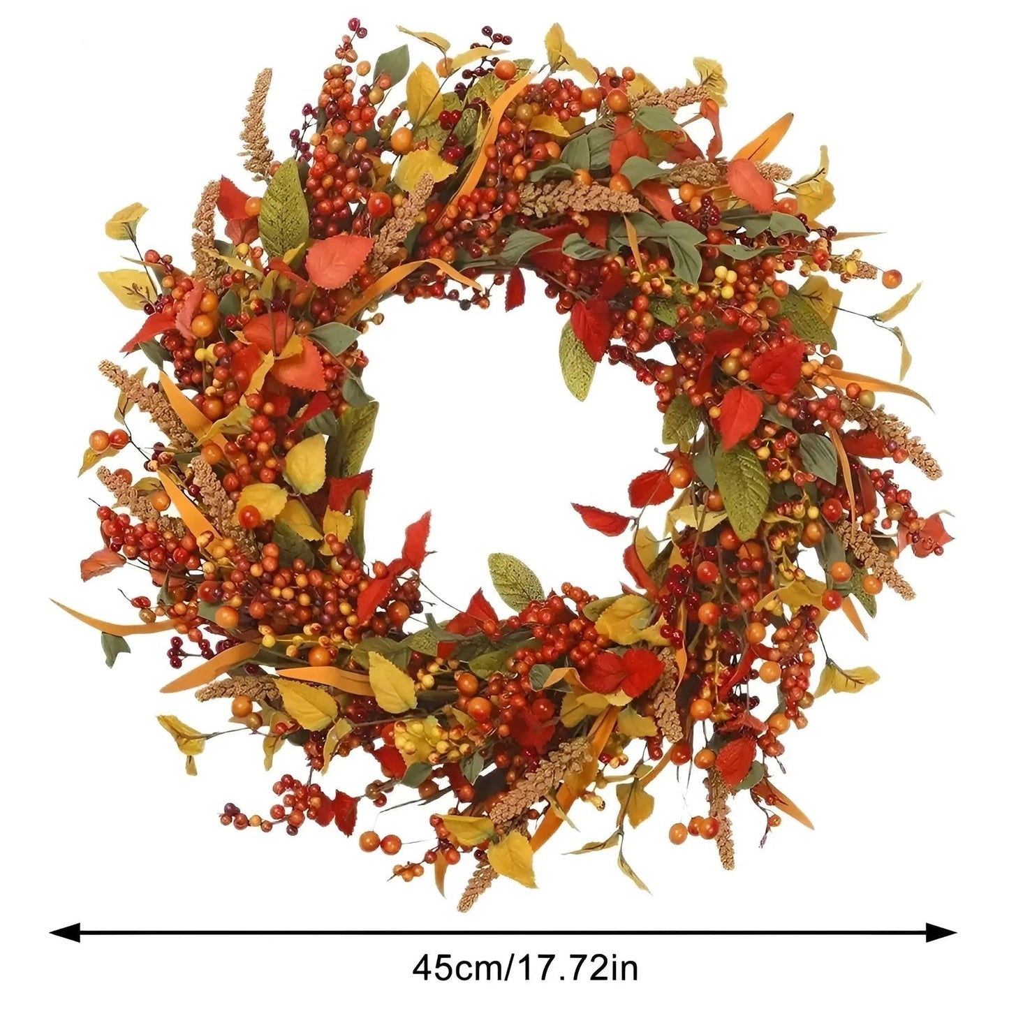 Beautiful Autumn Rattan Wreath with Berries and Leaves