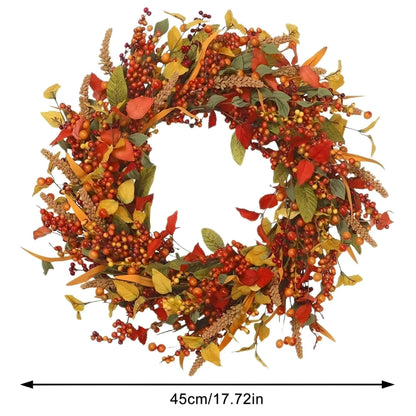Beautiful Autumn Rattan Wreath with Berries and Leaves
