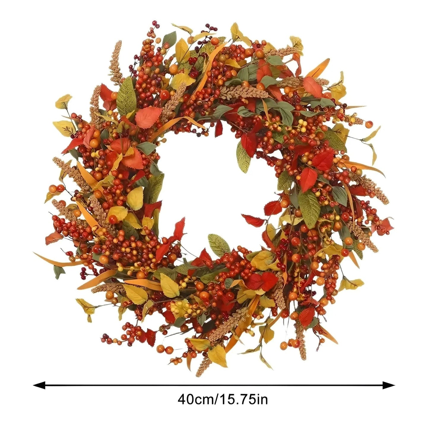 Beautiful Autumn Rattan Wreath with Berries and Leaves