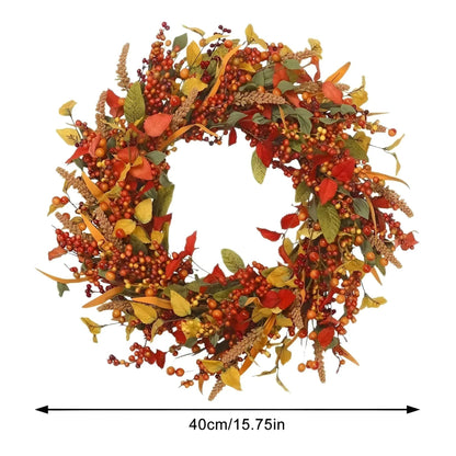 Beautiful Autumn Rattan Wreath with Berries and Leaves