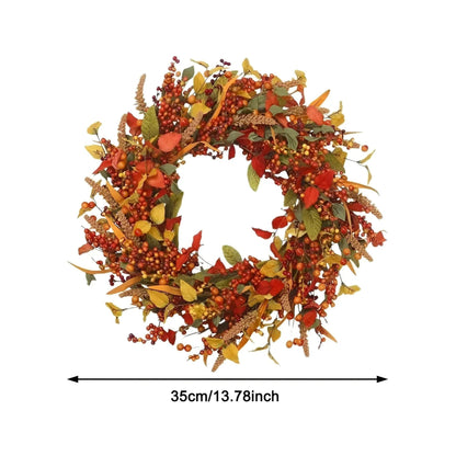 Beautiful Autumn Rattan Wreath with Berries and Leaves