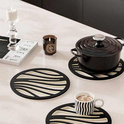 Non-Slip Silicone Coasters with Wave Pattern (Set of 6)