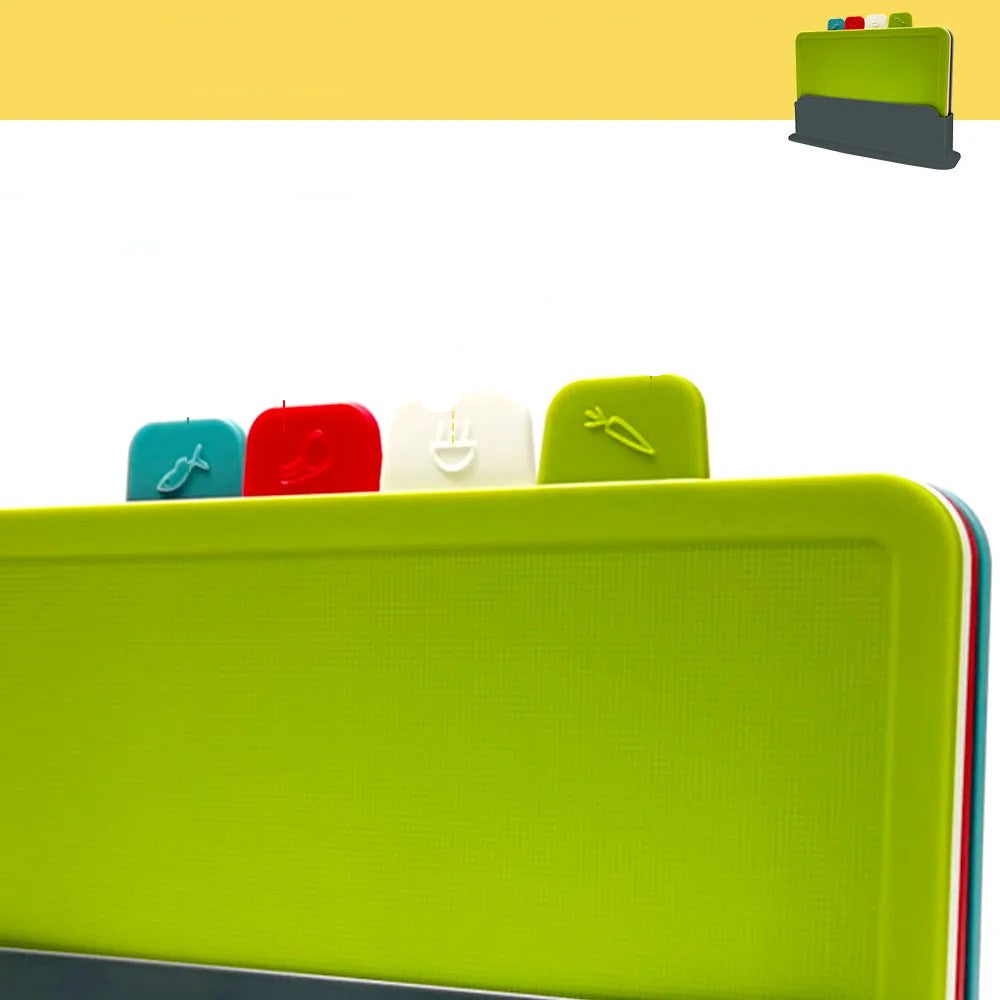 4-Piece Cutting Board Set with Holder – Kitchen Board Set for Safe Cutting and Storage