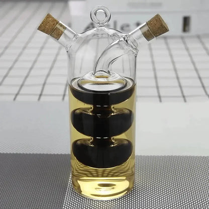 Oil & Vinegar Dispenser – Elegant Double-Chamber Glass Bottle for Stylish Serving & Storage