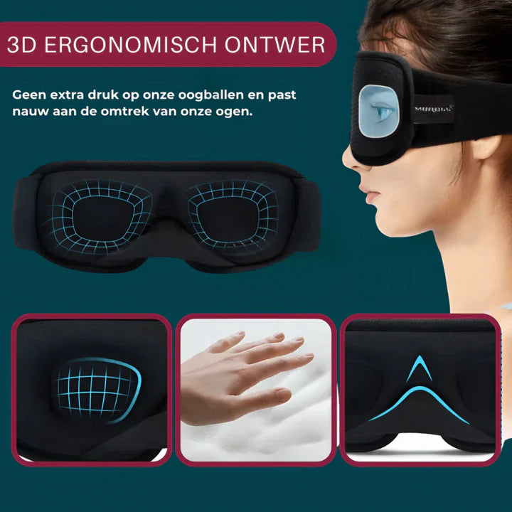 Ergonomic 3D Sleep Mask with Memory Foam and Light Blocking