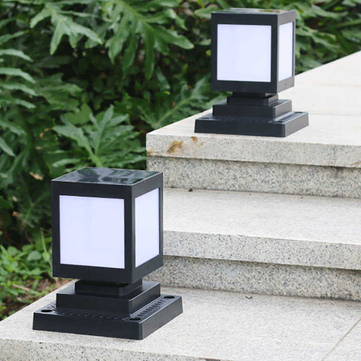 Solar-powered LED garden lamp in square design – modern outdoor lighting for paths and terrace