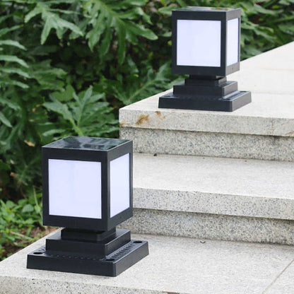 Solar-powered LED garden lamp in square design – modern outdoor lighting for paths and terrace