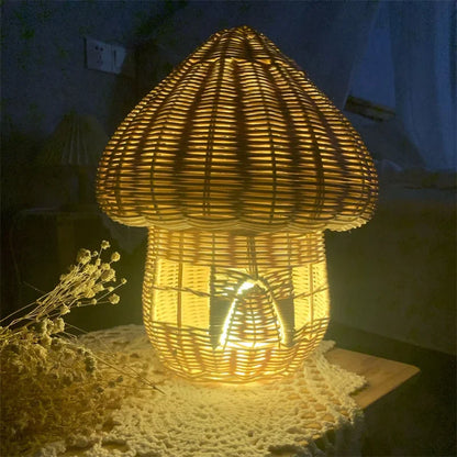 Handcrafted Rattan Mushroom House Ornament – Decorative Woven Accent for Your Home and Garden