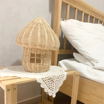 Handcrafted Rattan Mushroom House Ornament – Decorative Woven Accent for Your Home and Garden