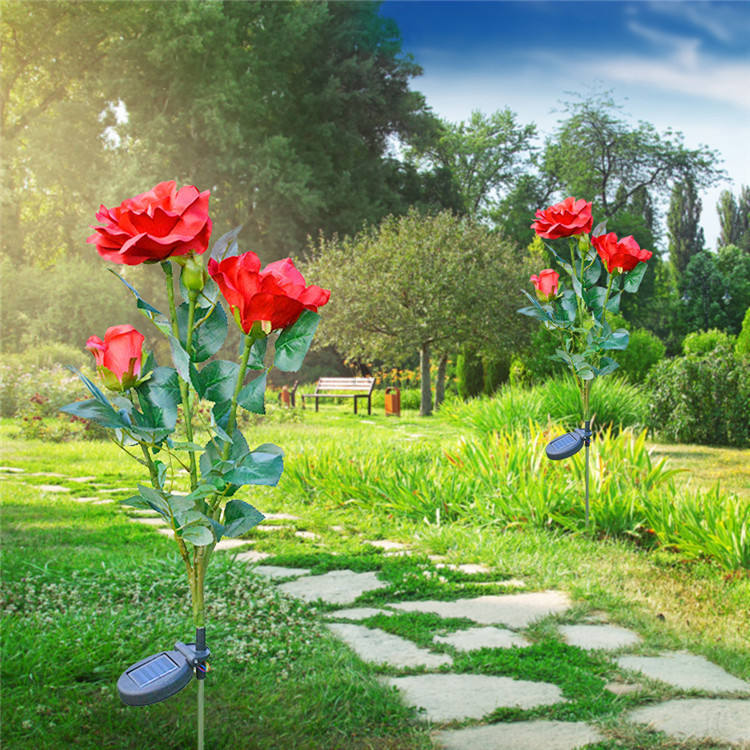 Solar-Powered Rose Lights – Garden Stakes with Solar Panel for Ambient Outdoor Lighting
