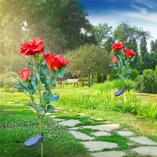 Solar-Powered Rose Lights – Garden Stakes with Solar Panel for Ambient Outdoor Lighting