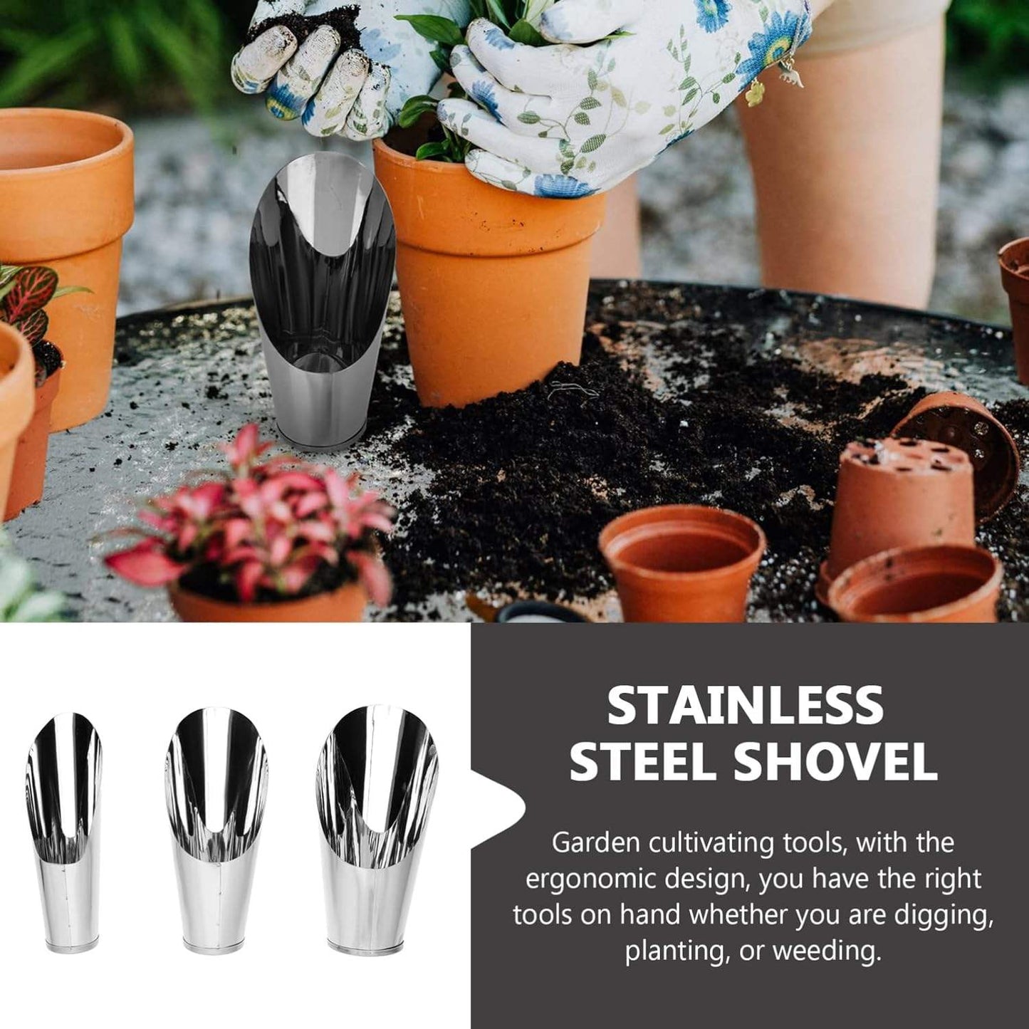Durable Stainless Steel Garden Trowel – High-Quality Scoop for Potting Soil in the Garden and on the Balcony