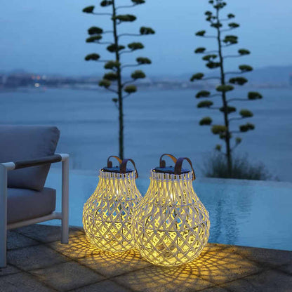 Solar LED Rattan Lamp – Stylish Outdoor Lighting in Oval Design for Garden and Terrace