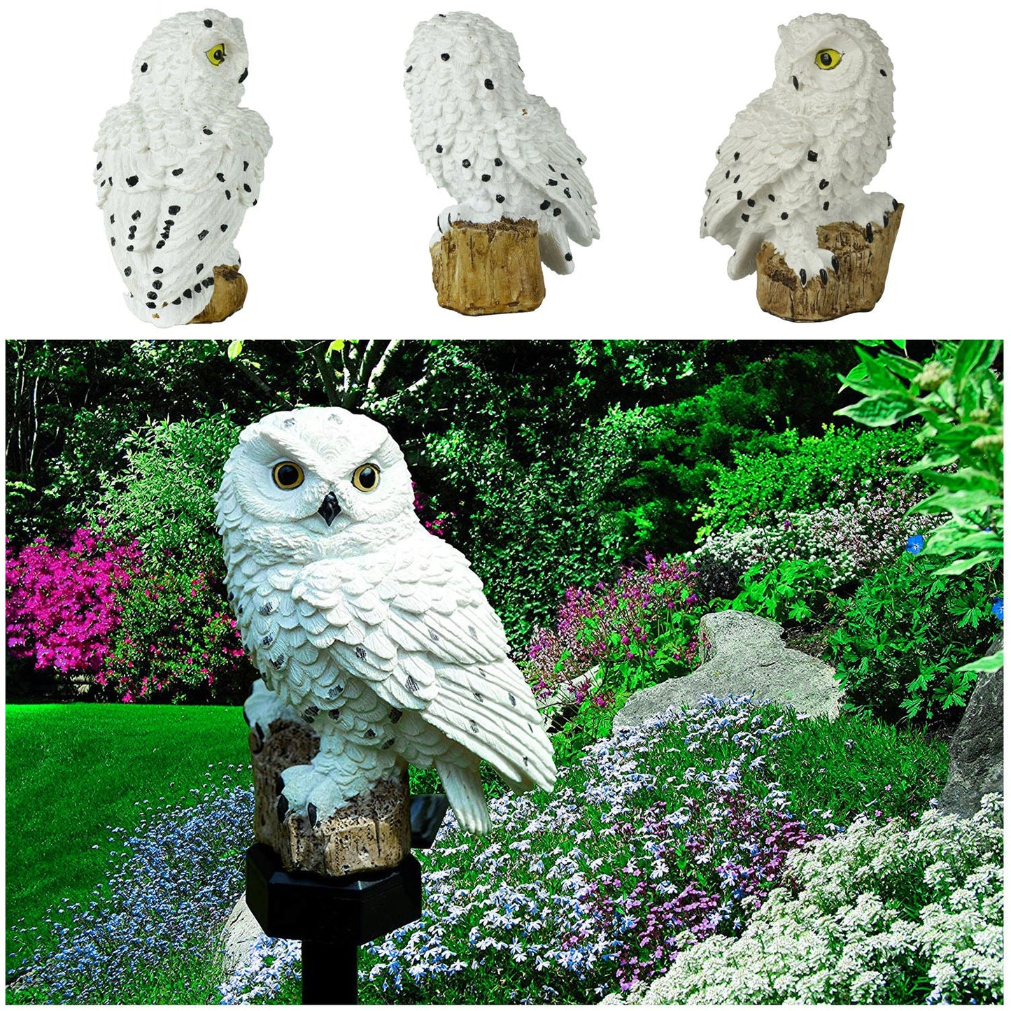 LED solar owl lamp for outdoor use – decorative garden light, weatherproof with solar power for balcony, terrace, and lawn
