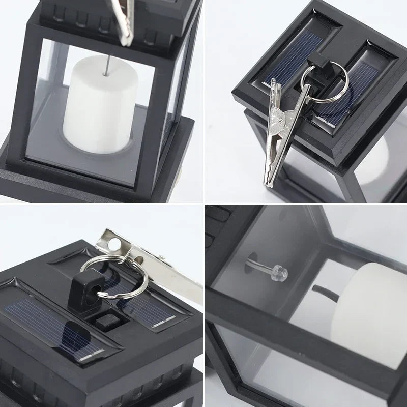 Solar Lantern with LED Candle – Hanging Lamp for Outdoor Use, Decorative Garden Lighting for Terrace and Balcony