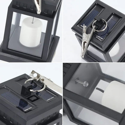 Solar Lantern with LED Candle – Hanging Lamp for Outdoor Use, Decorative Garden Lighting for Terrace and Balcony