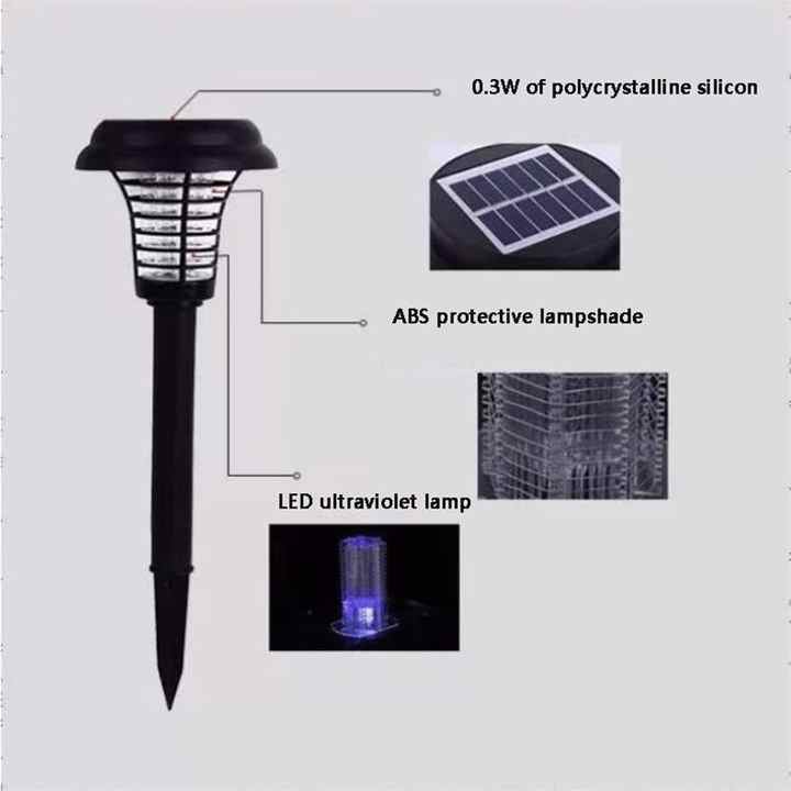 Solar Insect Killer with LED Light – Waterproof Mosquito Trap for the Garden, UV Light Mosquito Repellent Solar Garden Lamp