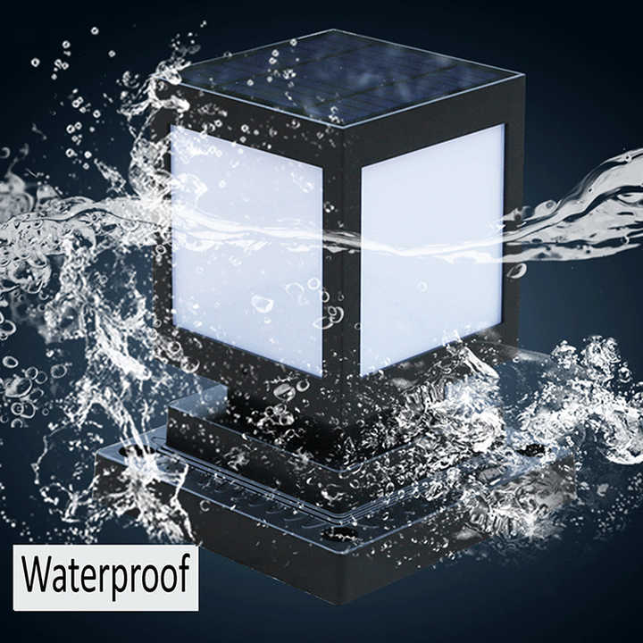 Solar-powered LED garden lamp in square design – modern outdoor lighting for paths and terrace