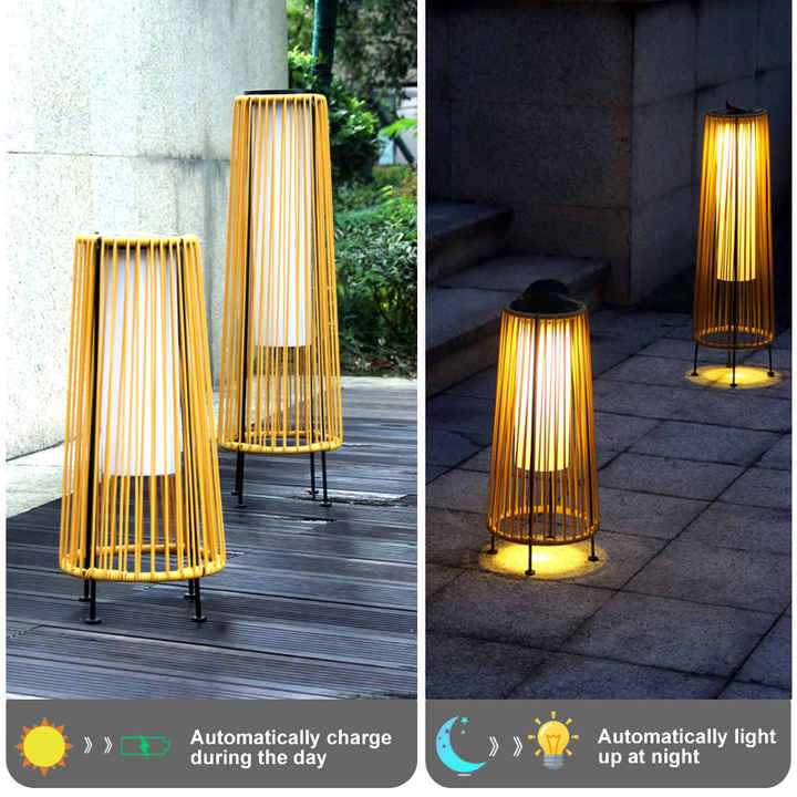 Solar LED Rattan Lamp – Stylish Outdoor Lighting in Oval Design for Garden and Terrace