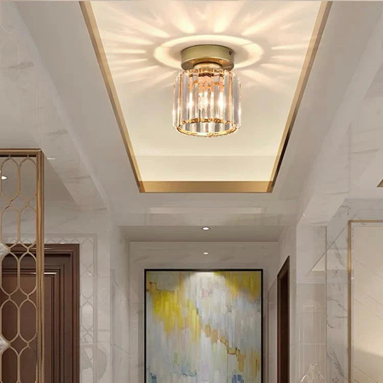 Crystal Ceiling Lamp with Gold and Black – Modern LED Ceiling Light for Living Room, Bedroom & Hallway