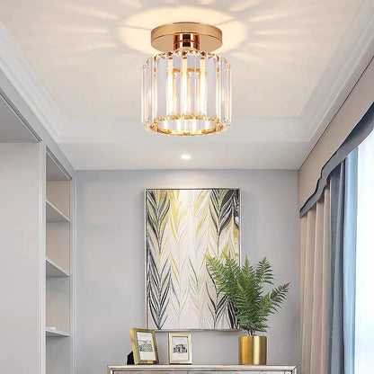 Crystal Ceiling Lamp with Gold and Black – Modern LED Ceiling Light for Living Room, Bedroom & Hallway
