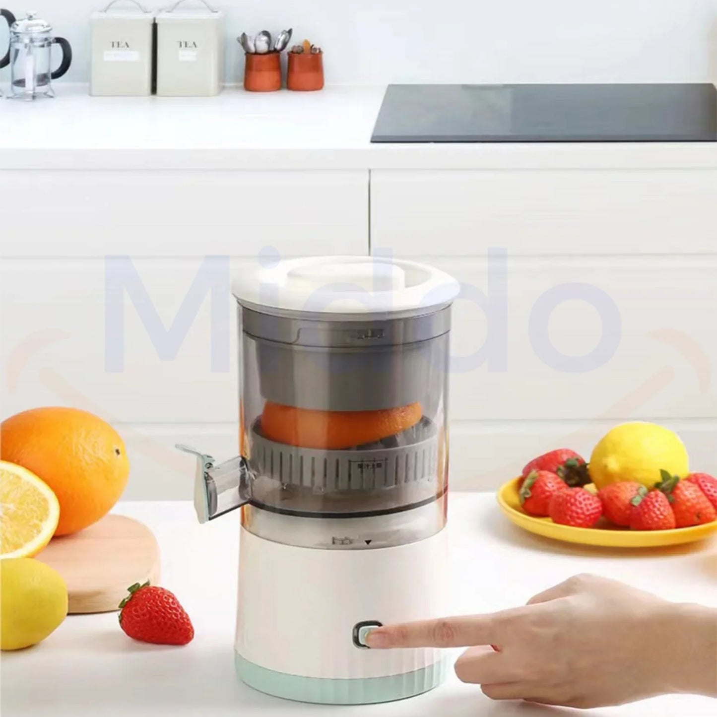 Compact Citrus Juicer with Juice Collection Container – Fresh Juice in Seconds