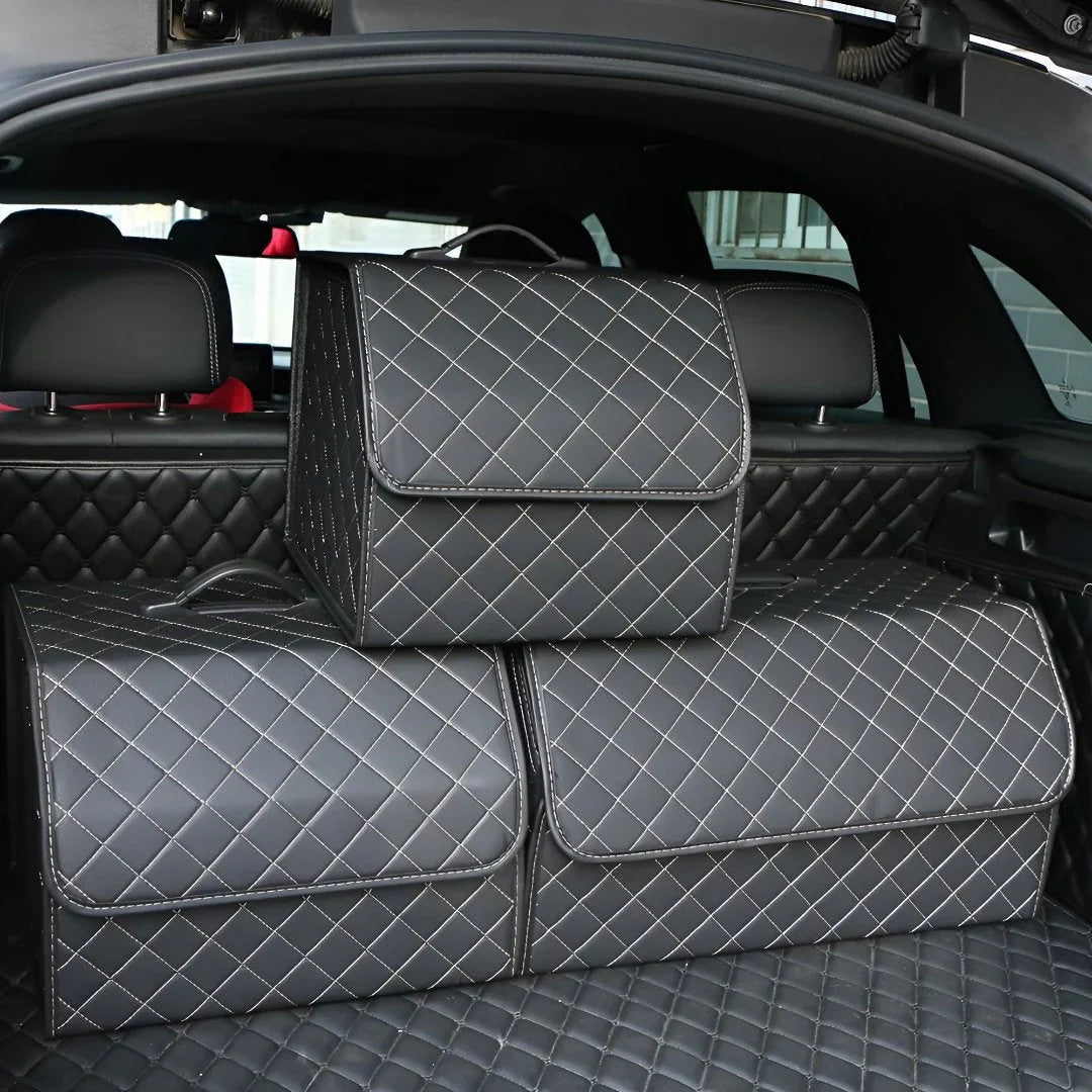 Luxury Trunk Storage Box – Foldable Car Organizer with Lid for Luggage & Accessories