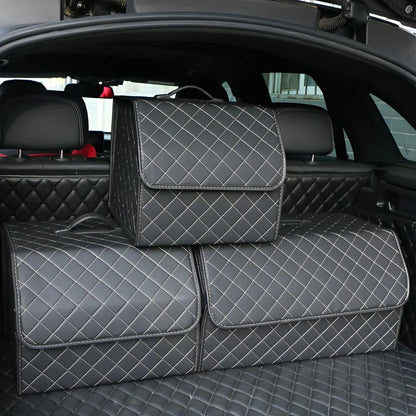 Luxury Trunk Storage Box – Foldable Car Organizer with Lid for Luggage & Accessories