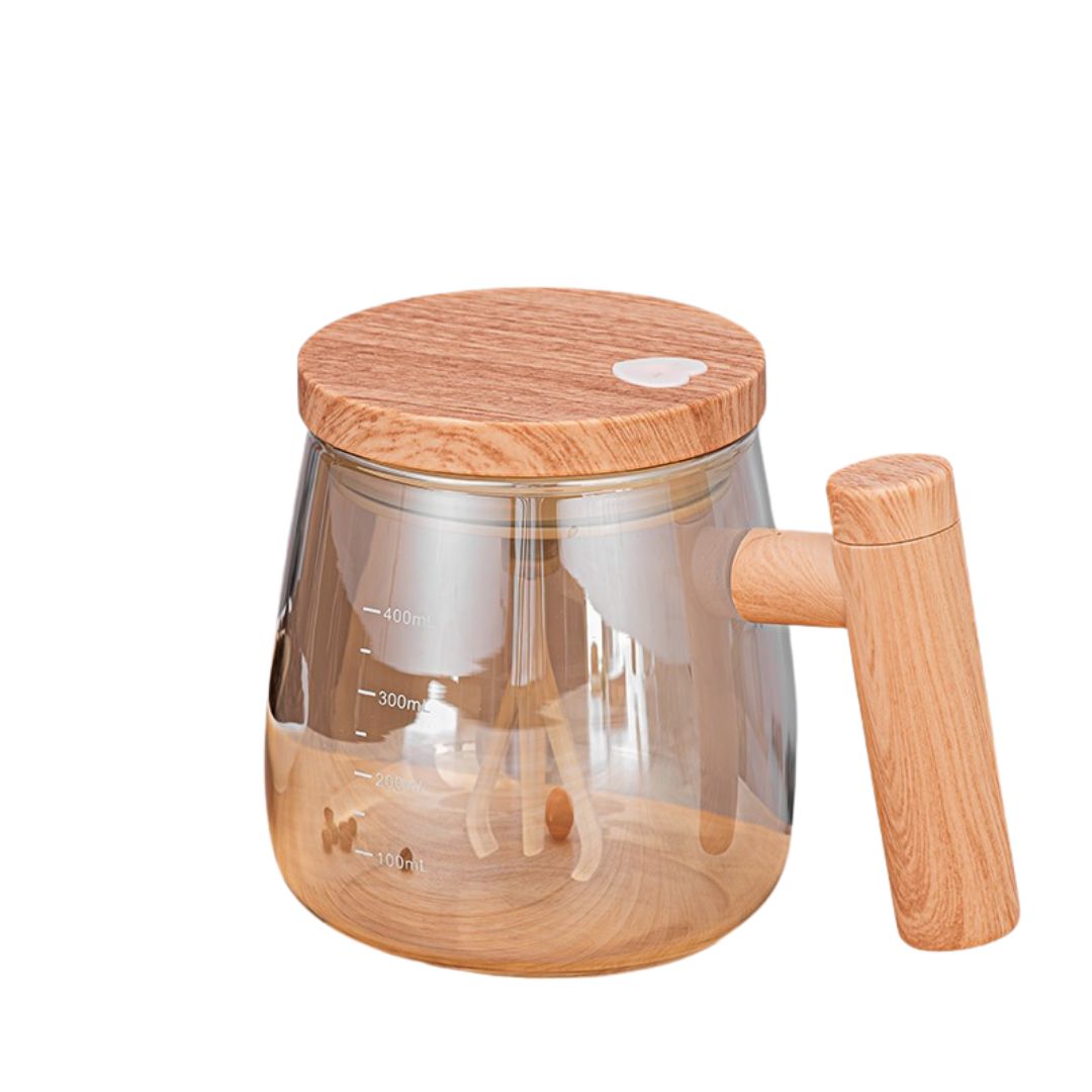 Innovative 2-in-1 Mixer Cup with Wooden Handle