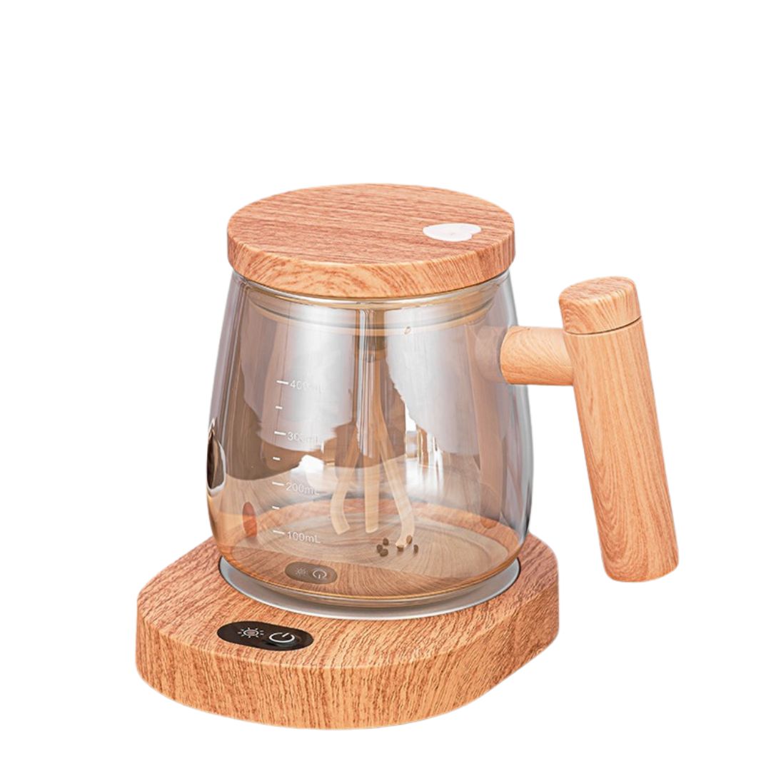 Innovative 2-in-1 Mixer Cup with Wooden Handle