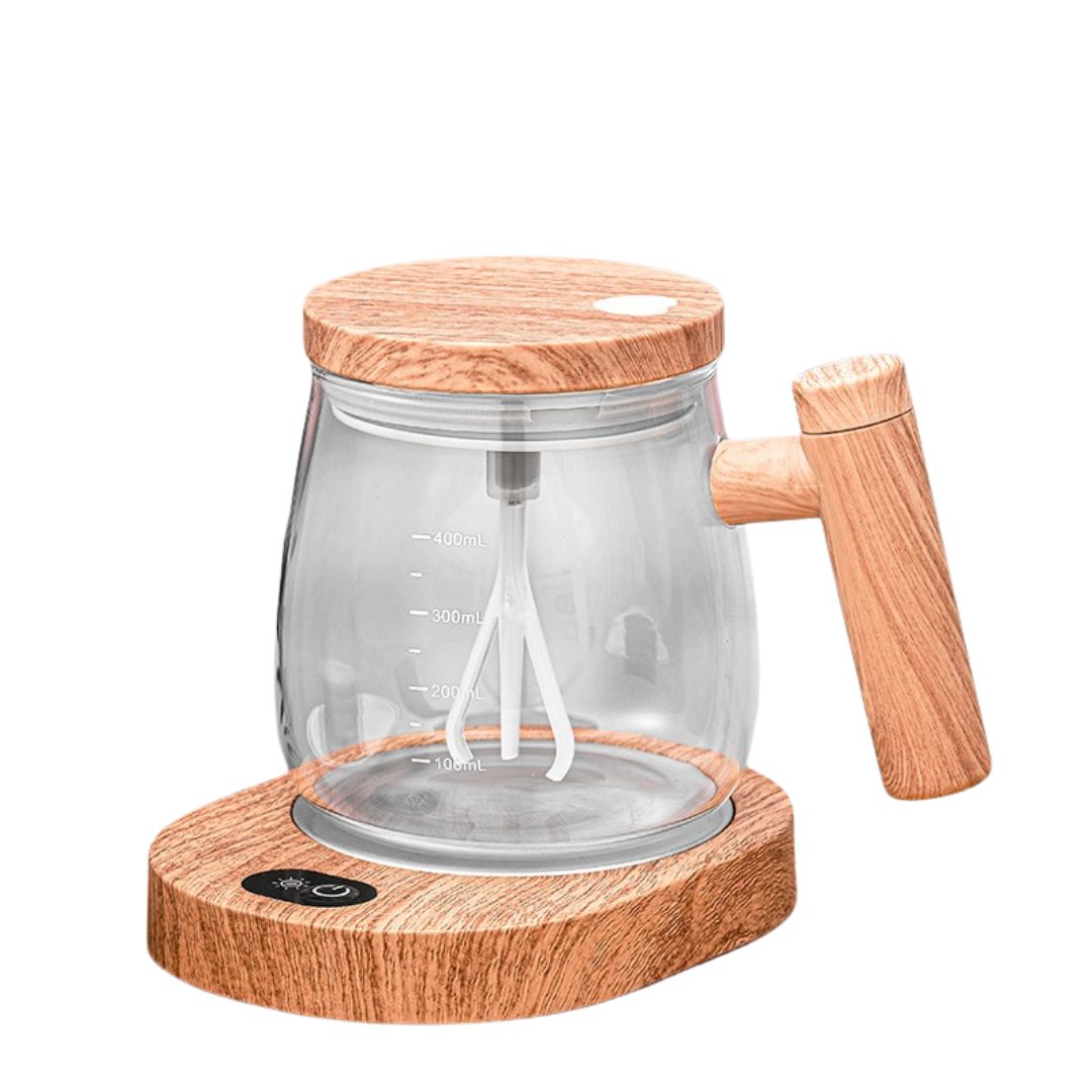 Innovative 2-in-1 Mixer Cup with Wooden Handle
