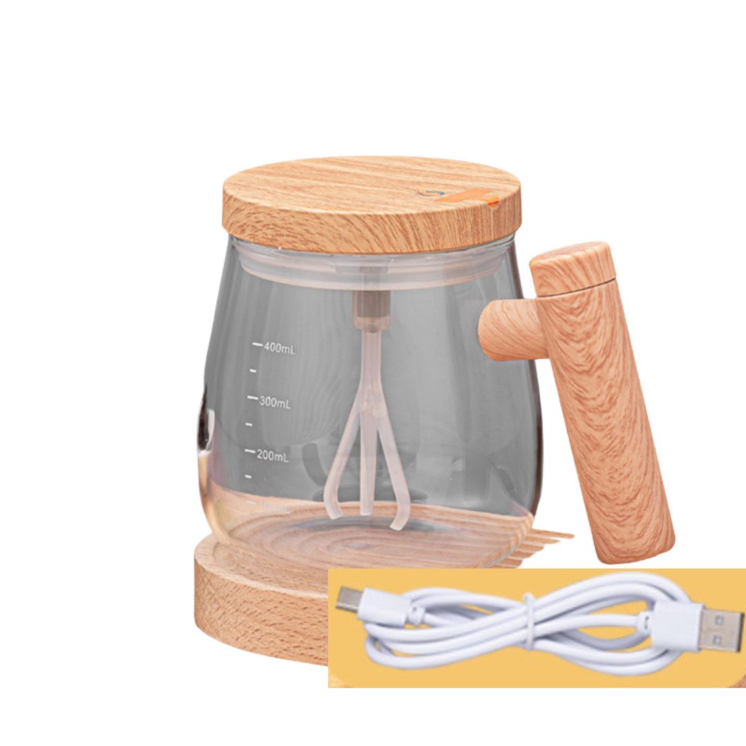 Innovative 2-in-1 Mixer Cup with Wooden Handle