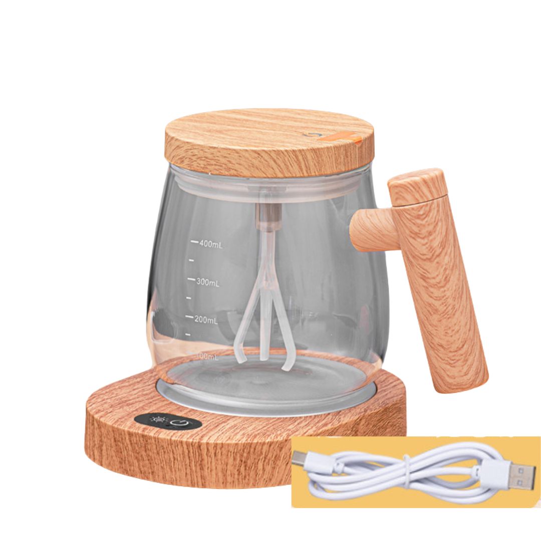 Innovative 2-in-1 Mixer Cup with Wooden Handle